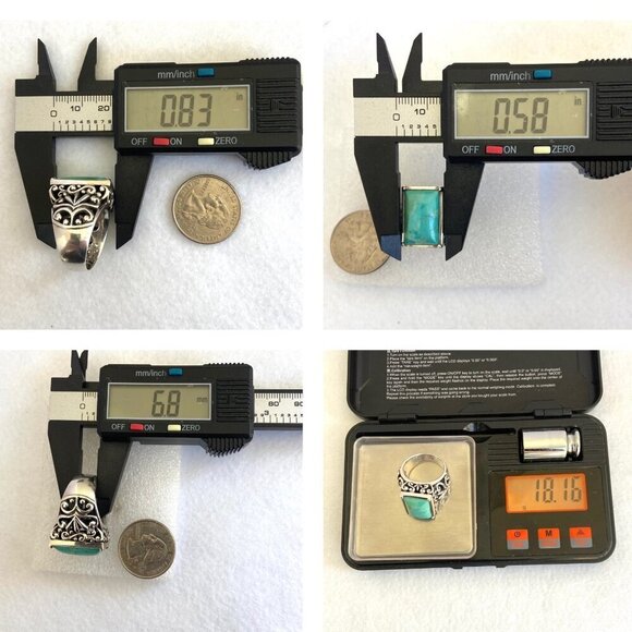 BARSE Sterling Silver 925 Heavy Chunky Scrollwork Turquoise Cabochon Ring Sz 8.5 - Picture 10 of 16